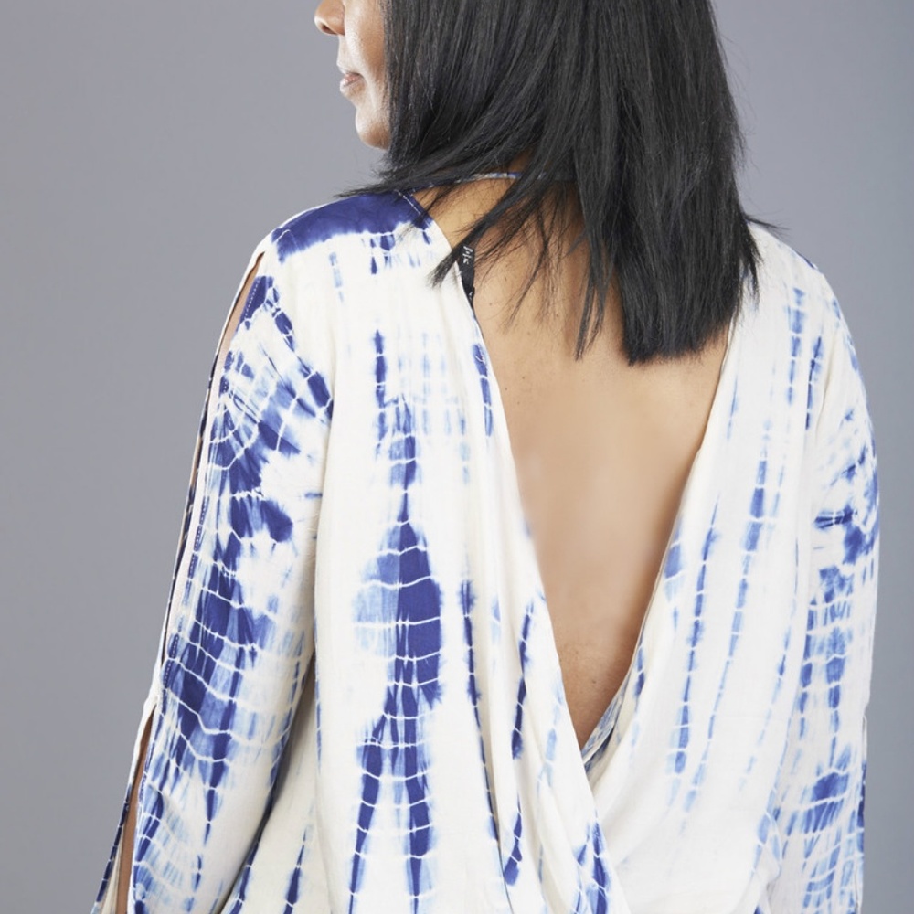 ARK & CO Ocean Wrap Cold Sholder Blouse